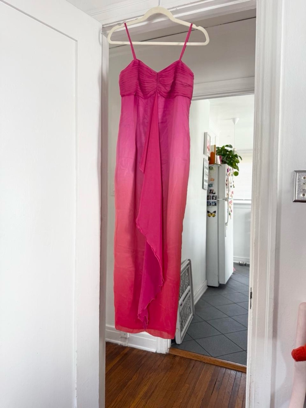✧ vintage y2k hot pink ruched chiffon maxi dress ✧
